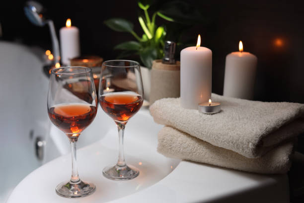 wine magic hot tub wine and candles